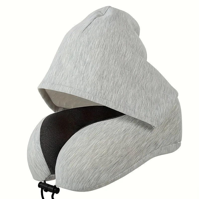 Black Hoodie Travel Neck Pillow – Ergonomic Sleep Solution
