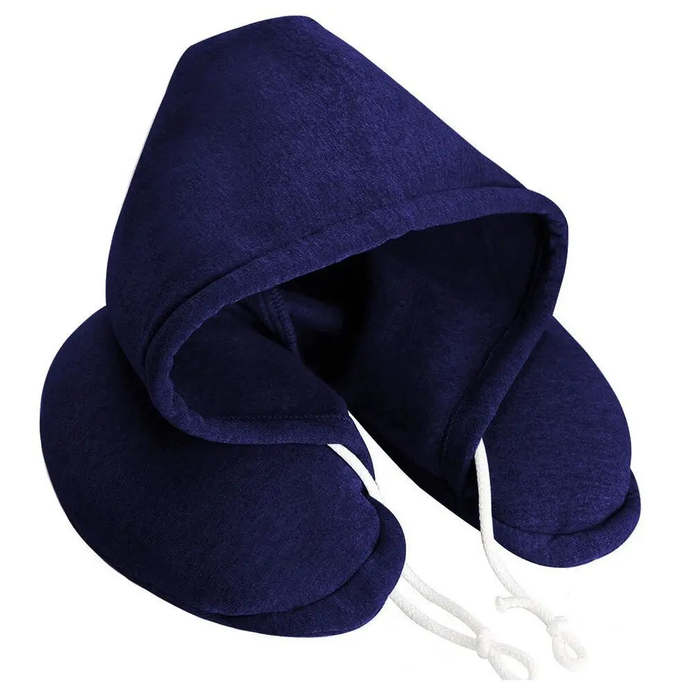 Grey Neck Pillow with Hoodie – Minimalist Comfort for Travel