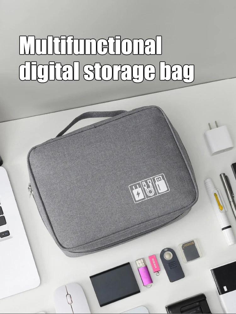 Grid-Layout Cable Organizer Pouch for Travel