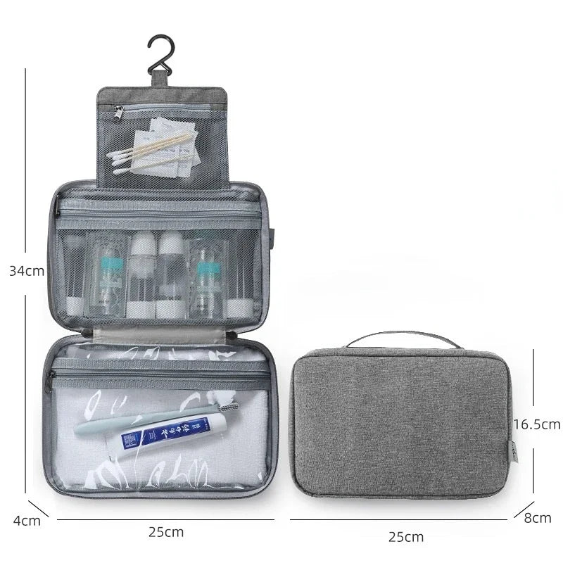 Foldable Travel Toiletry Bag – Waterproof Organizer with Hook