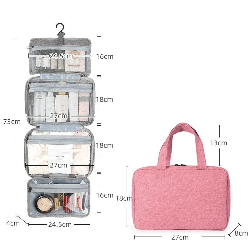 Foldable Travel Toiletry Bag – Waterproof Organizer with Hook