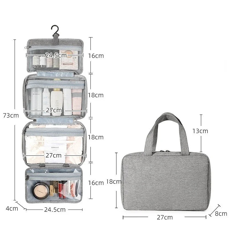 Foldable Travel Toiletry Bag – Waterproof Organizer with Hook
