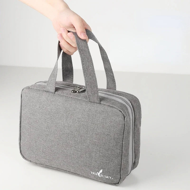 Foldable Travel Toiletry Bag – Waterproof Organizer with Hook
