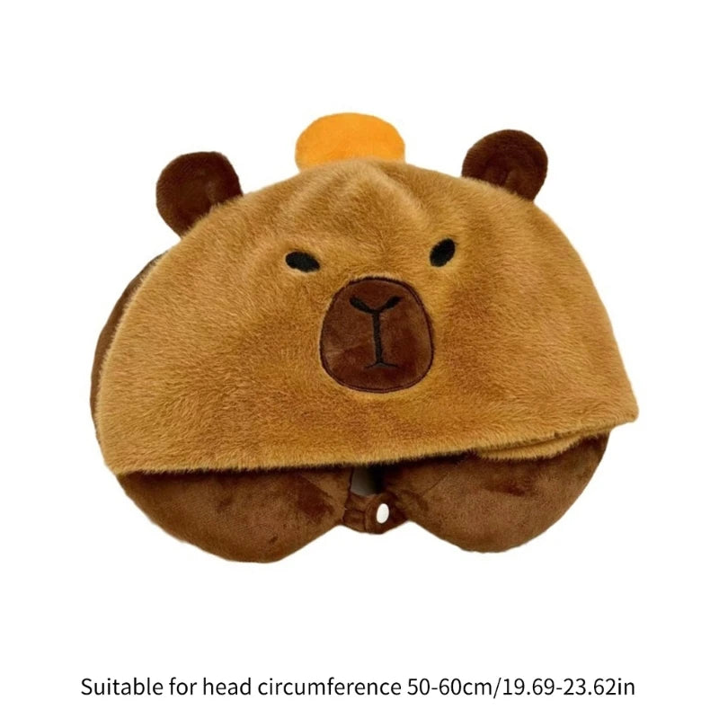 Capybara Hoodie Travel Neck Pillow – Cute & Comfy