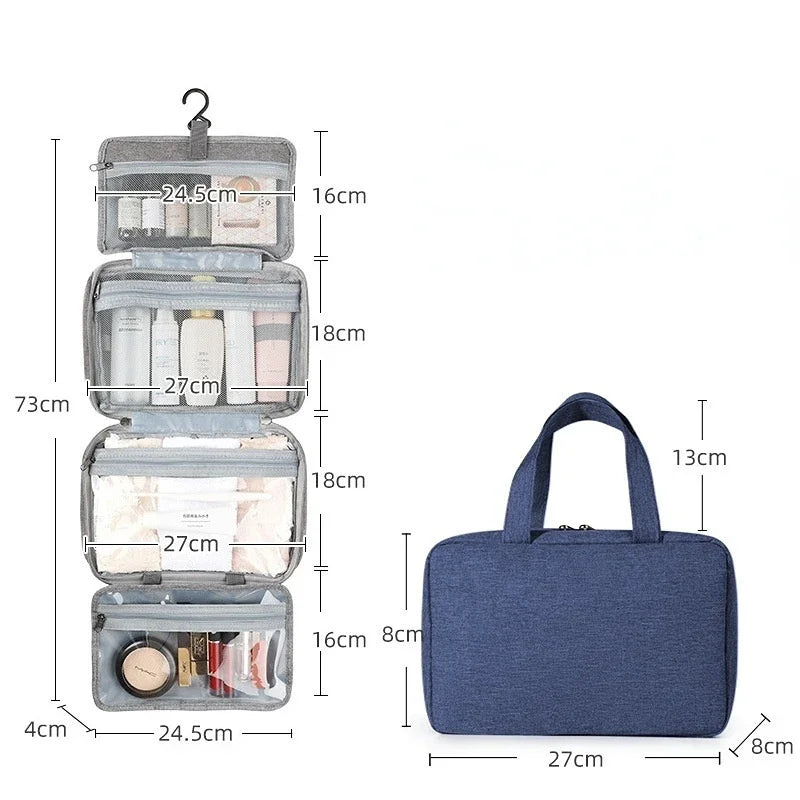 Foldable Travel Toiletry Bag – Waterproof Organizer with Hook