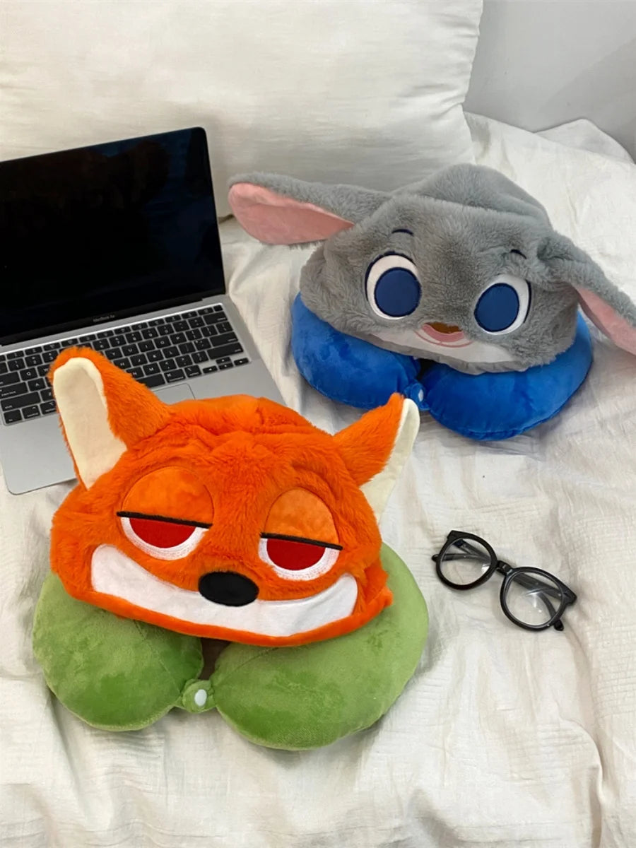 Bunny Travel Neck Pillow with Hoodie – Adorable Sleep Companion