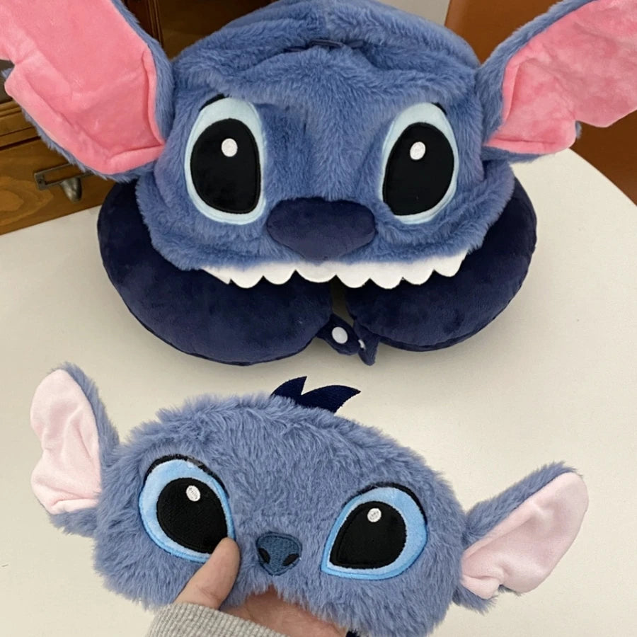 Stitch Neck Pillow with Hoodie – Disney Travel Comfort