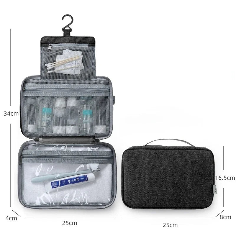 Foldable Travel Toiletry Bag – Waterproof Organizer with Hook
