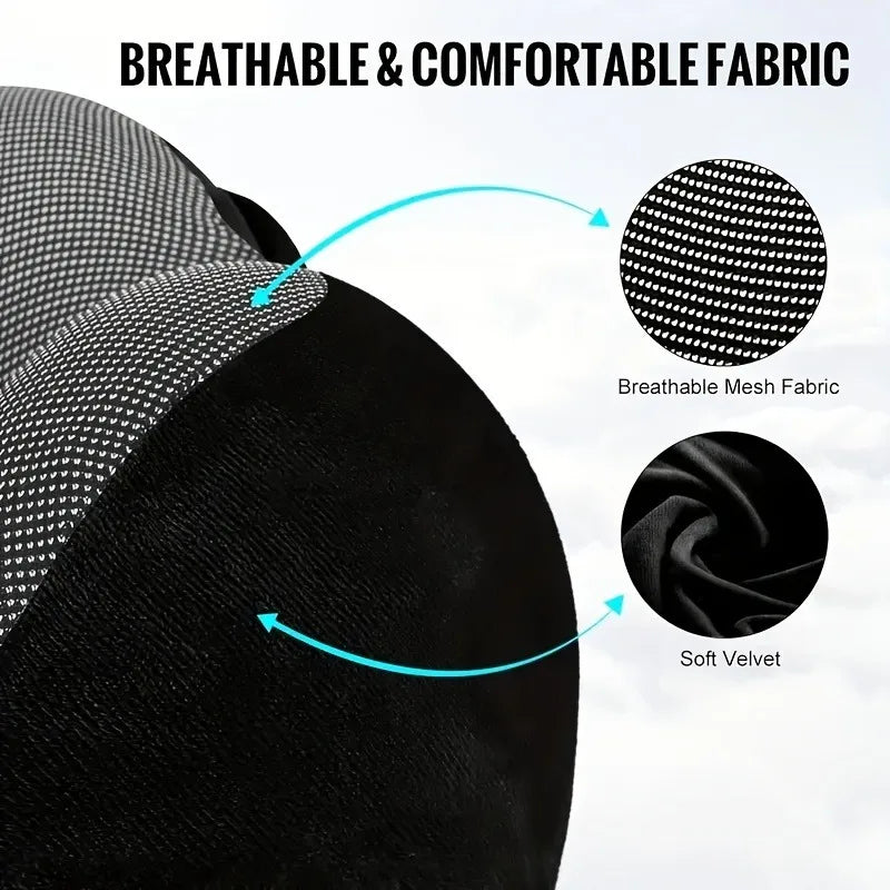 Black Hoodie Travel Neck Pillow – Ergonomic Sleep Solution
