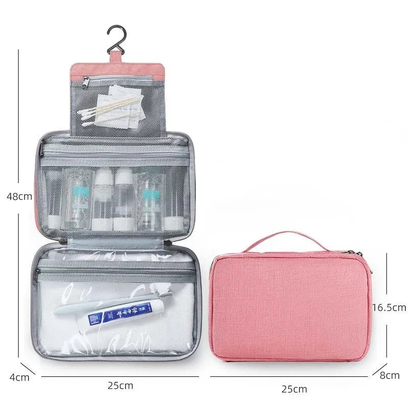 Foldable Travel Toiletry Bag – Waterproof Organizer with Hook
